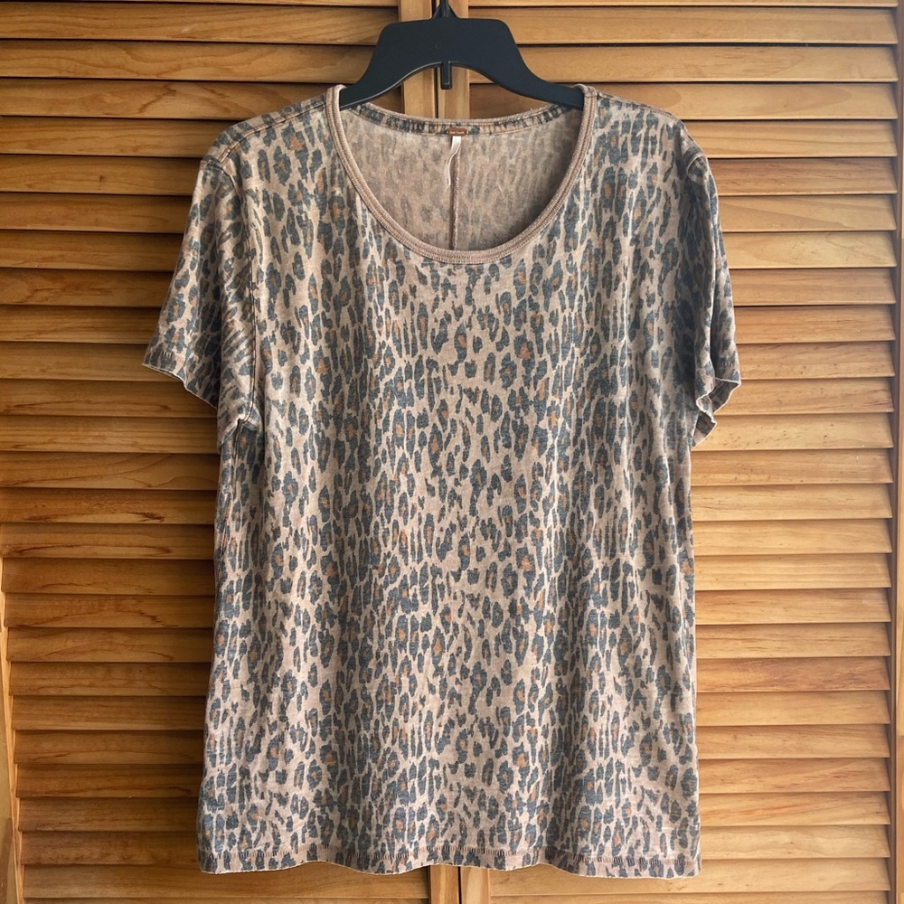 Free People Cheetah Print Boxy Tee